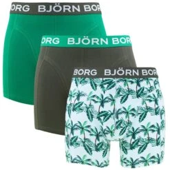 BJØRN BORG Björn Borg Cotton Stretch 3-pack Boxers Palm Groen