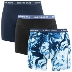 BJØRN BORG Björn Borg Cotton Stretch 3-pack Boxers Tiedye Blauw & Zwart