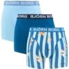 BJØRN BORG Björn Borg Cotton Stretch 3-pack Boxers Stripe Flower Blauw