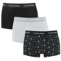 Calvin Klein 3-pack Low Rise Trunks Zwart / Grijs / Subdued Logo