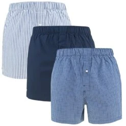 Lacoste 3-pack Wijde Boxershorts Streep & Effen Blauw