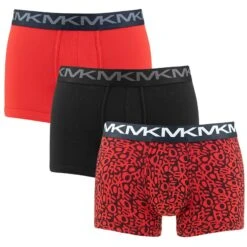 Michael Kors 3-pack Boxer Trunks All Over Logo Rood & Zwart