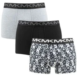 Michael Kors 3-pack Boxer Trunks All Over Logo Zwart & Grijs