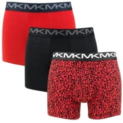 Michael Kors 3-pack Boxers All Over Logo Rood & Zwart