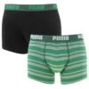 PUMA 2-pack Boxers Heritage Stripe Groen & Grijs