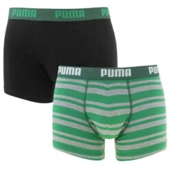 PUMA 2-pack Boxers Heritage Stripe Groen & Grijs
