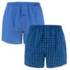 Schiesser 2-pack Wijde Boxershorts Ruit & Blauw II